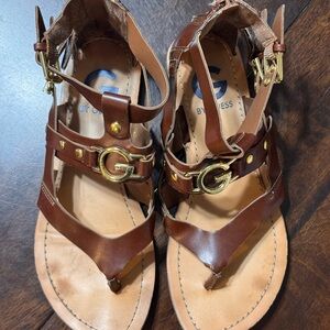 G by Guess Brown Gladiator Sandals with Buckle Straps